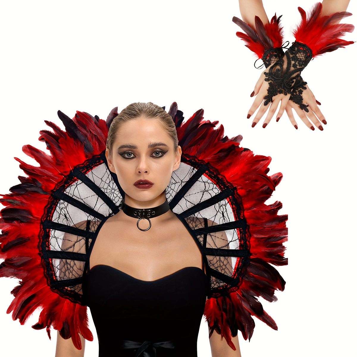 2pcs womens lace victorian collar stand feather collar  display picture 3