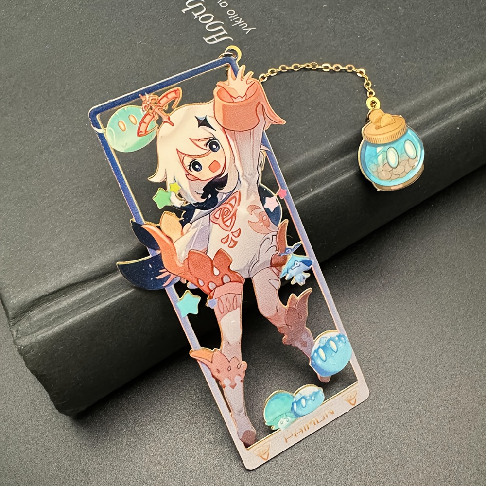 Anime Figure Metal Bookmark With Chain - Cool Gift For Gamers, Book Lovers & Readers
