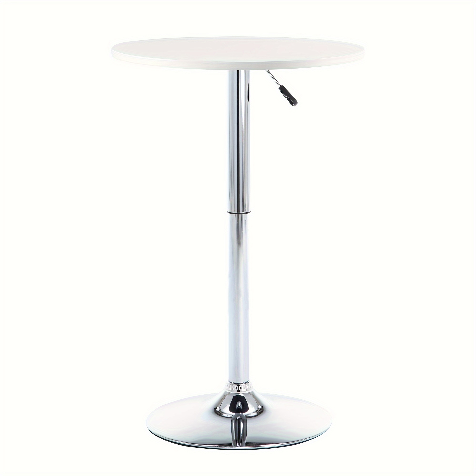 

Round Bar Table With Metal Base, Adjustable Counter Height Pub Table, 25-35 Inches Height Bistro Table, 360 Swivel Table Top, White