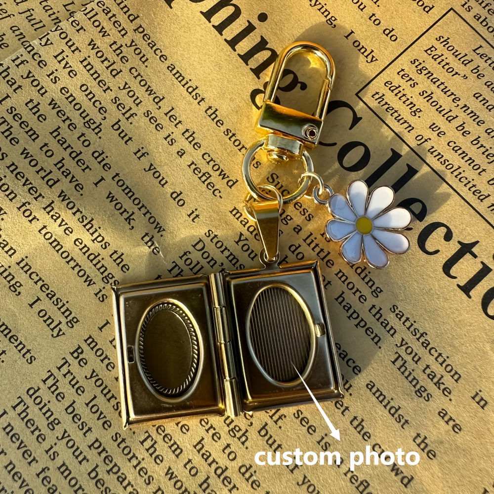 TEMU Portachiavi personalizzato con cuore e medaglione, Portachiavi con medaglione, Medaglione personalizzato, Ciondolo per borsetta con medaglione,