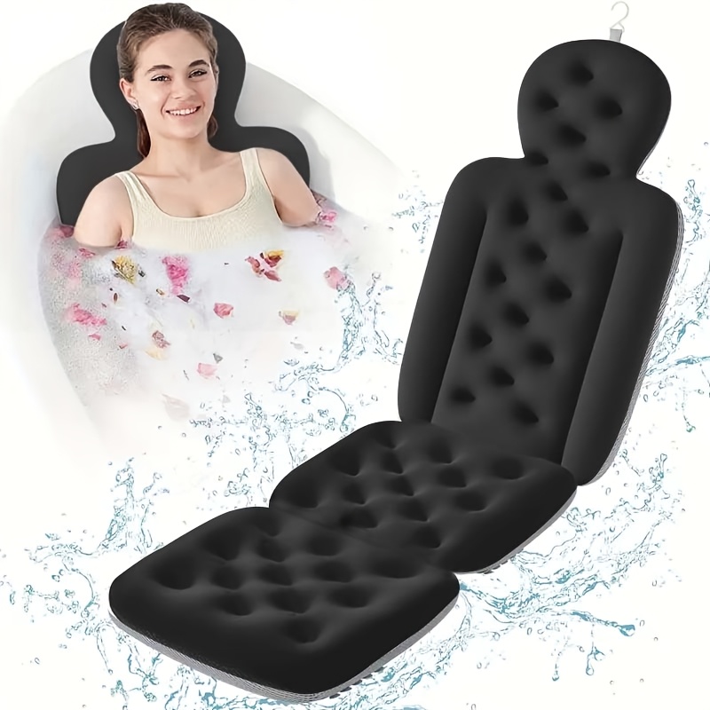 Full-body Bath Pillow, 2.7-inch Bathtub Bath Mat, Head And Neck Support Bathtub Cushion With Hooks For , A Gift For , Bath Accessory, Thickened 220 Gsm Fabric For A More Comfortable Bath