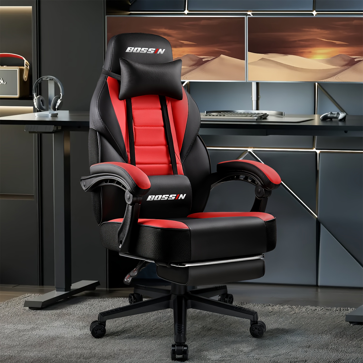 gaming chairs footrest ergonomic Temu