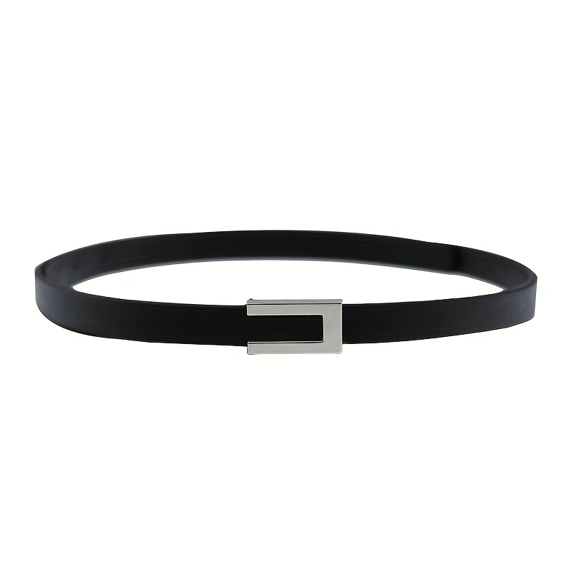1pc Women's Black Pu Thin Belt