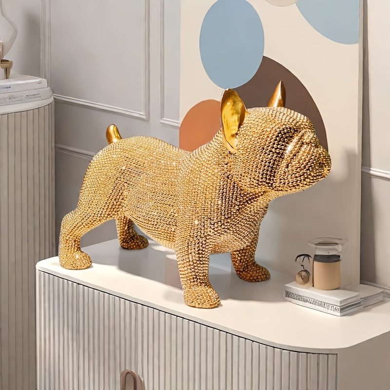 Collectible Figurines, Creative Bead-shaped Dog Statue Of A French Bulldog, A Resin Craft For Office, Bar, Or Store Decoration