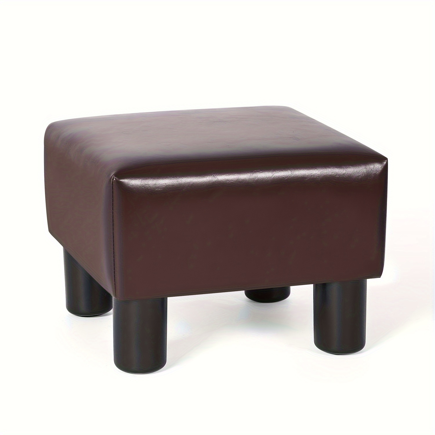 

13'' Small Square Ottoman Leather Footstool Modern Soft Padded Footrest-small Step Stool For Living Room