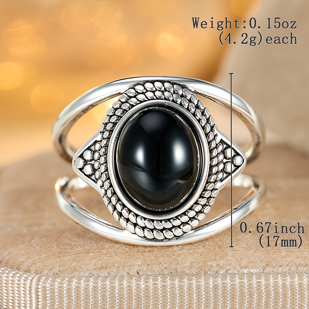 Women's Vintage Evil Eye Copper Inlaid Synthetic Zirconia Statement Ring