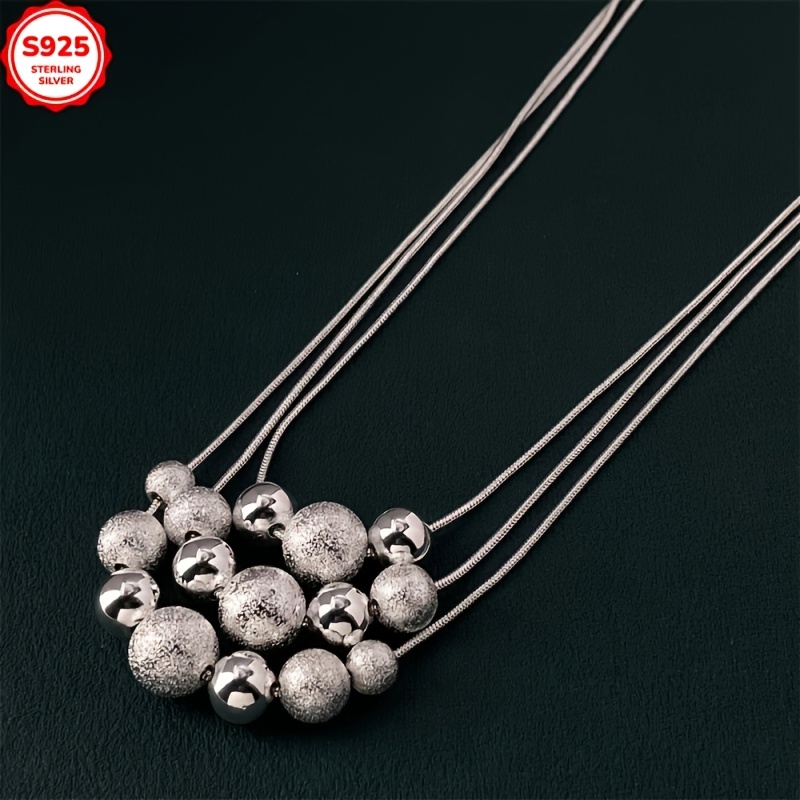 Hypoallergenic Three-Row Beaded Necklace with Frosted Beads