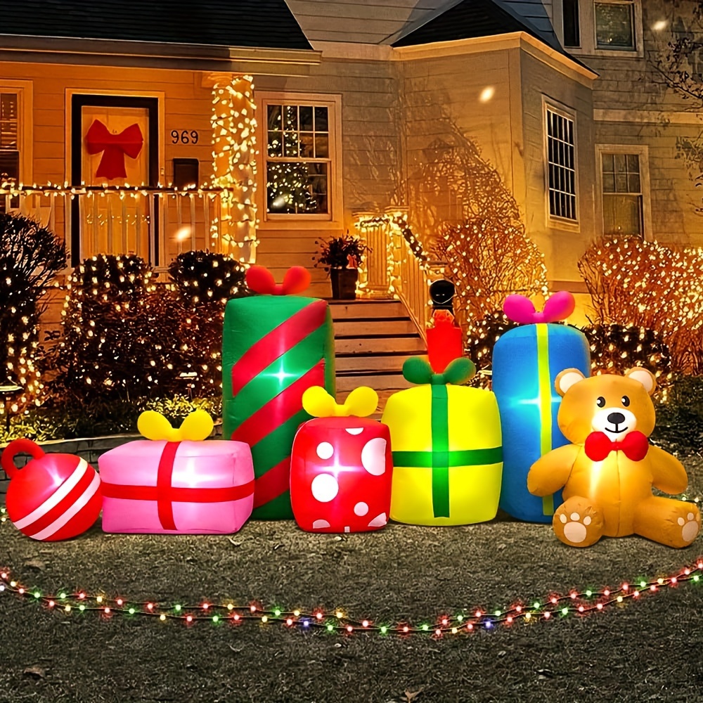 

10ft Giant Christmas Inflatables Outdoor Decorations Gift Boxes And Bear, Blow Up Yard Decorations With Led Light For Outdoor Decorations Inflatable For Holiday Party Garden Lawn Winter Décor