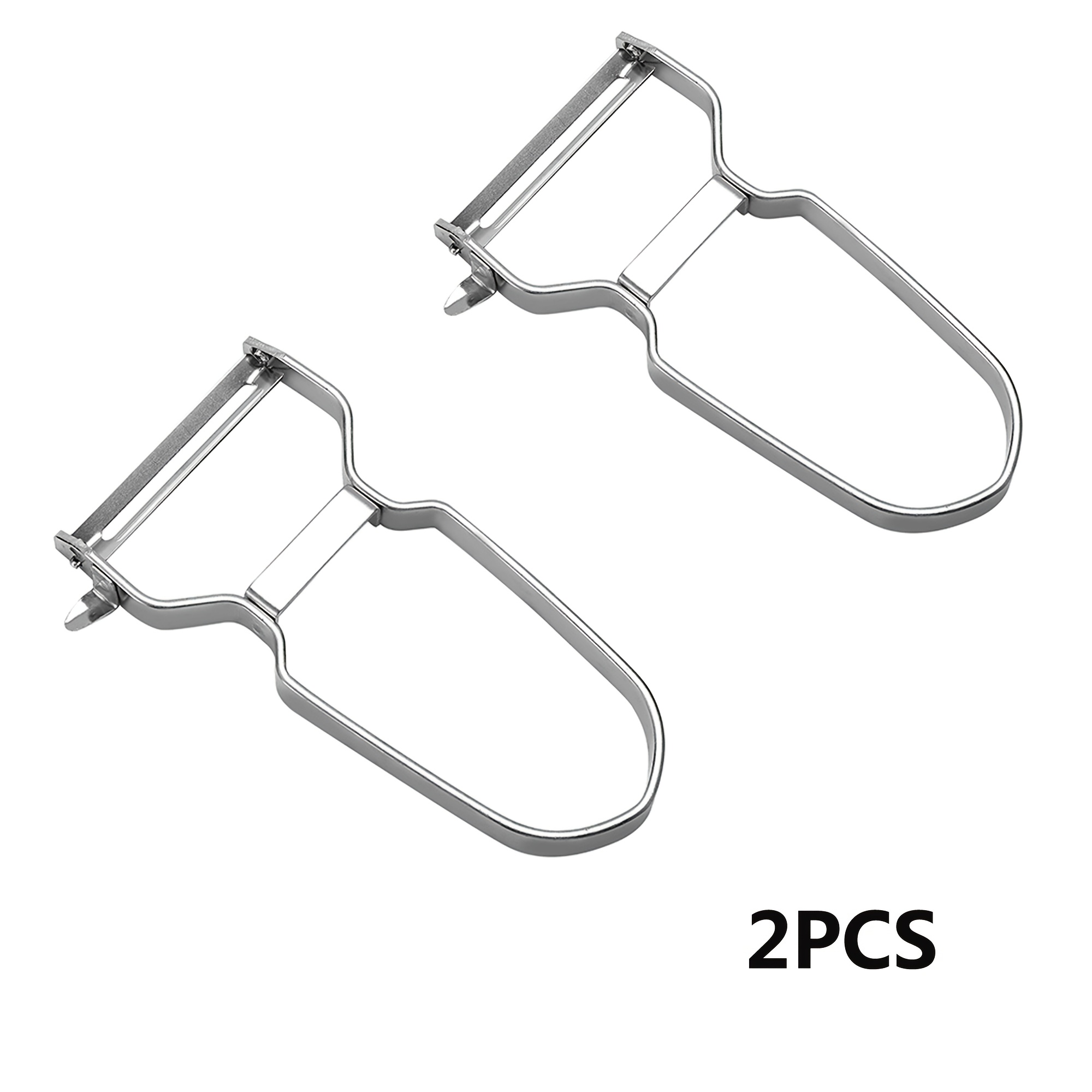 E-shop 1/2 Stück Edelstahl Schäler - Robuster manueller Schäler mit scharfer Klinge, ergonomischem Griff & rutschfester Basis - für Äpfel, Bananen,