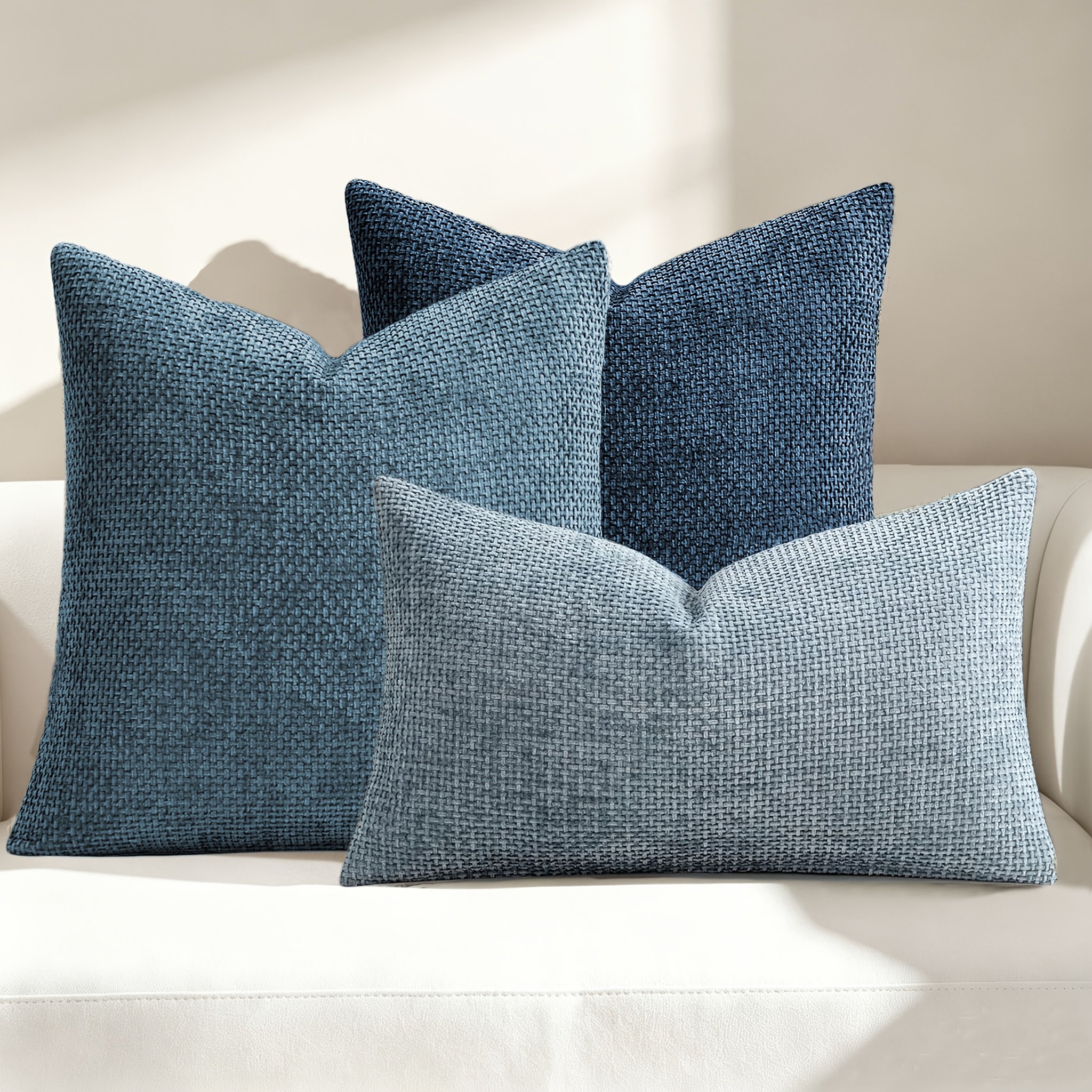 TEMU 3pcs Soft Chenille Modern Double-sided Design Sofa Pillow Covers, 18in X 18in And 12in X 20in, Office Back Cushion Covers, Bedside Pillow Cases,