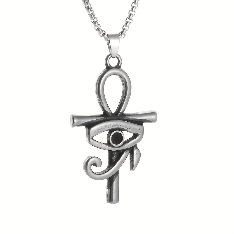 Retro Ethnic Style Eye of Horus Ankha Cross Pendant Necklace