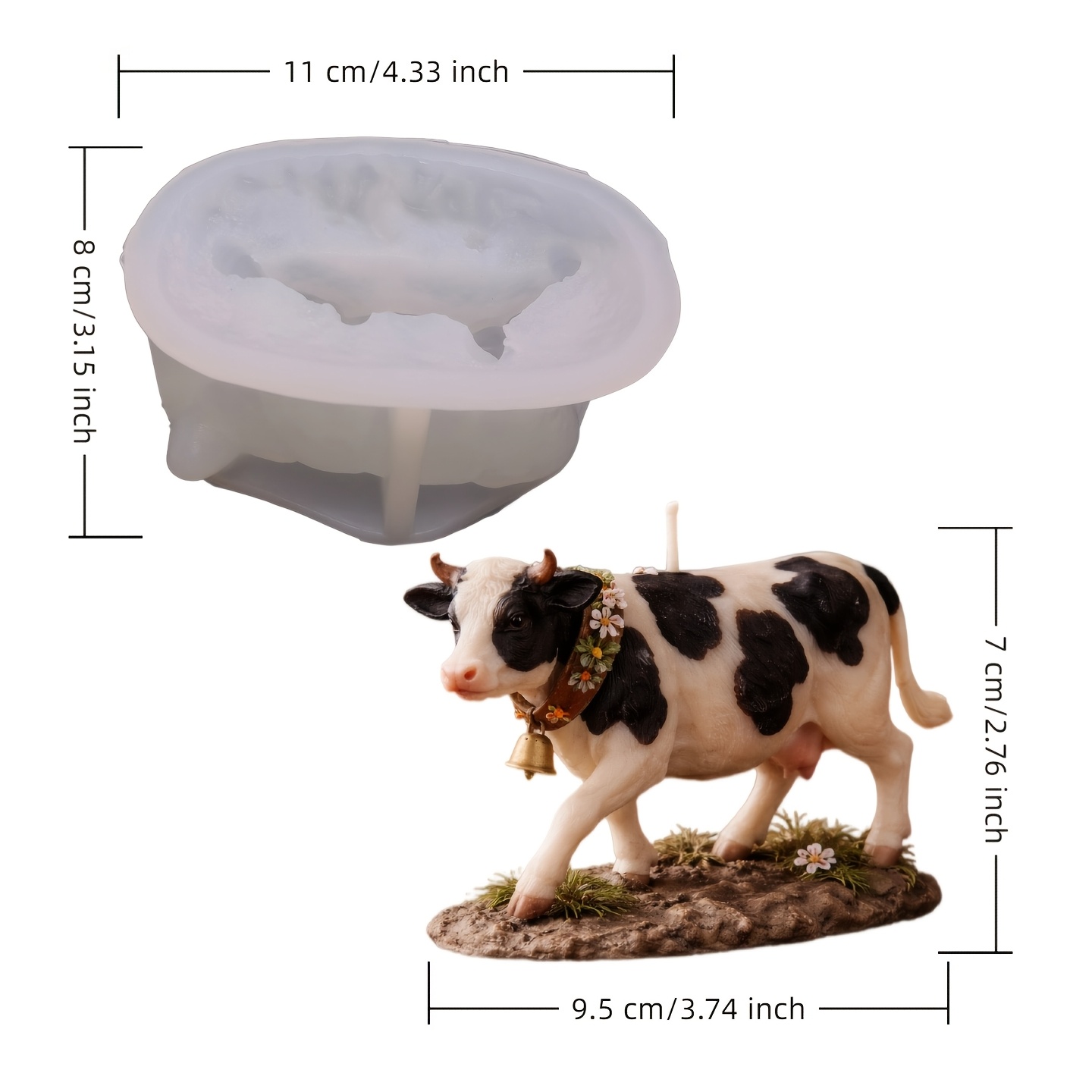 E-shop Holstein Kuh Harz Silikonform | Wiederverwendbar, Leicht zu Entformen, Detailliertes Fell Design | Ideal zur Präsentation von Gipsfiguren,