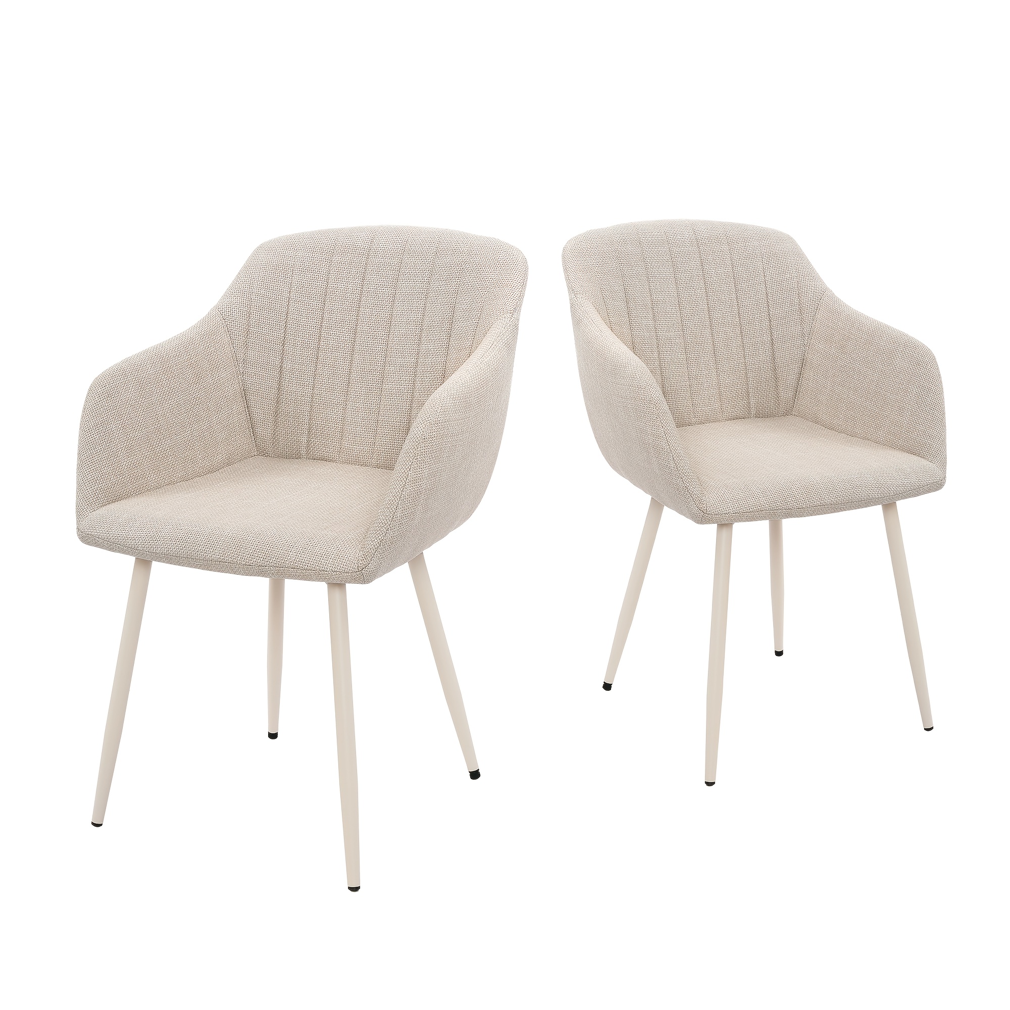 Image of Modern Vertical Stripe Dining Chair Set Of 2/4/6, Breathable Linen Upholstered Armchair With Backrest, Ergonomic Accent Chair With Adjustable Foot Pads For Kitchen, Living Room, Office