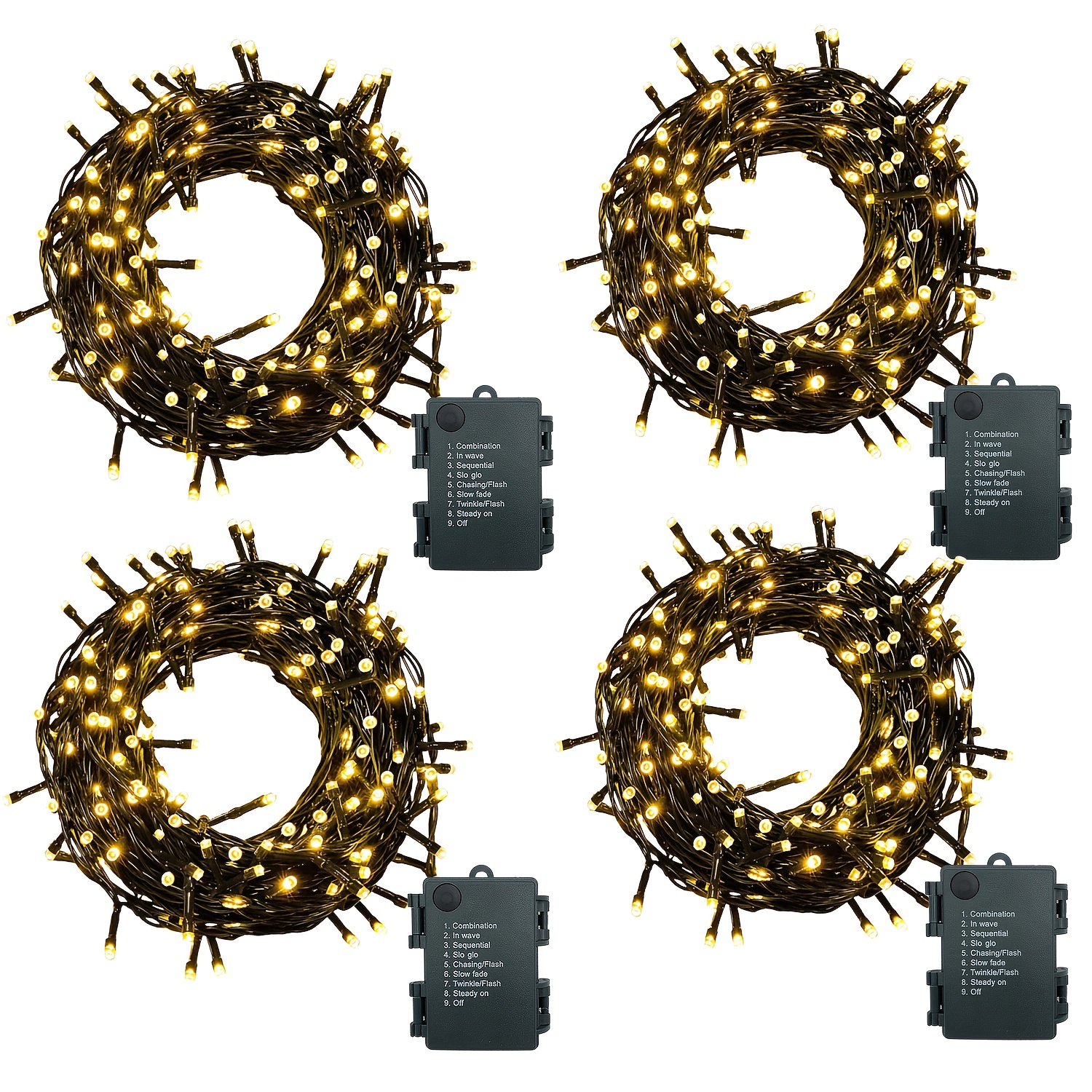 TEMU Battery-powered Timer Led String Lights With 8 Lighting , Warm White & Multicolor Indoor/outdoor Fairy Lights With Timer, 5m (50 Leds) Or 10m