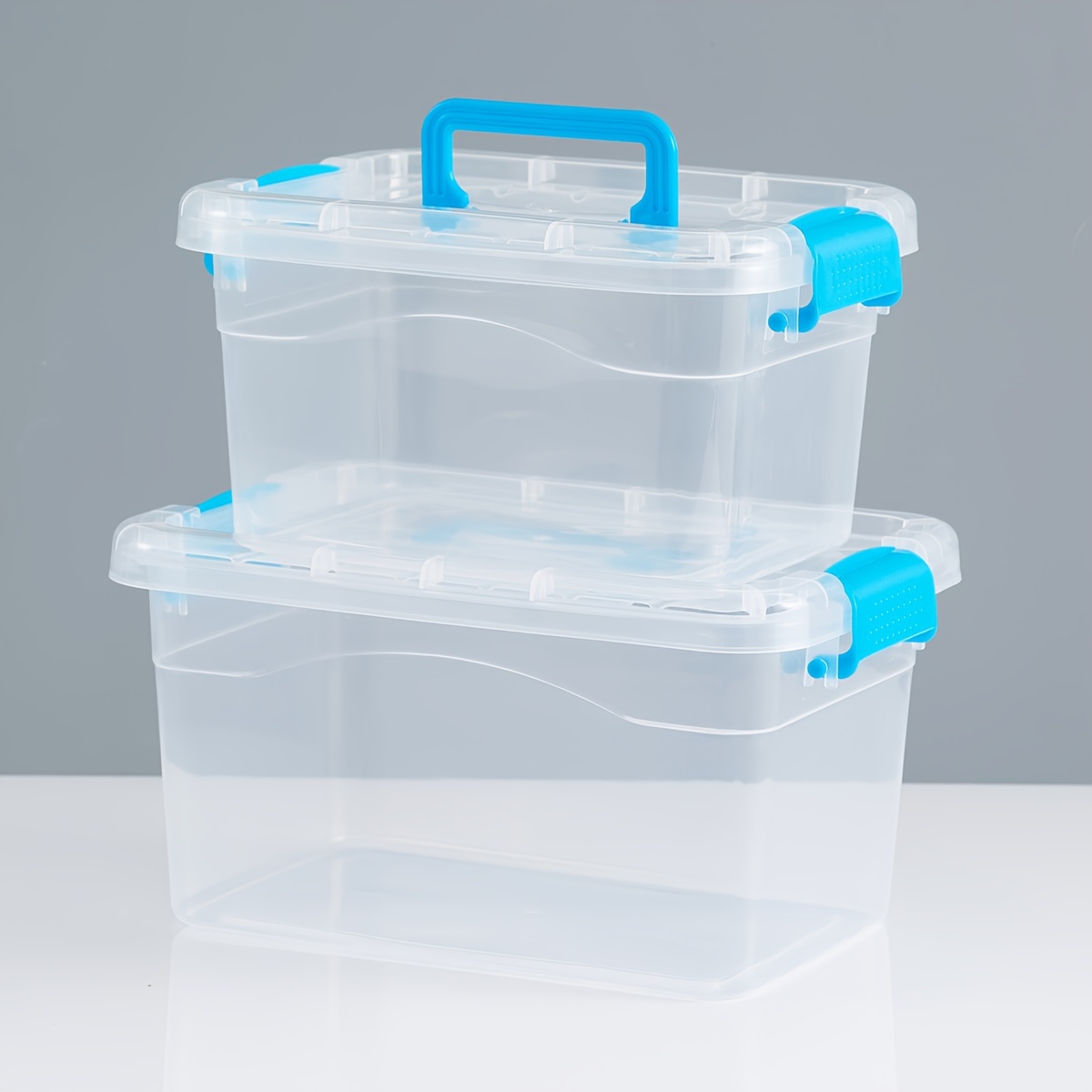 TEMU 2pcs Plastic Storage Box Set With - Dustproof & Moisture-, For Bathroom , Stationery, -