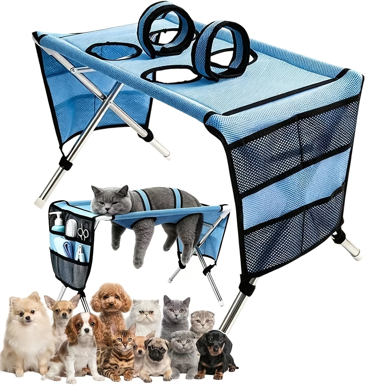 TEMU Table de toilettage universelle multifonctionnelle pour chat et chien, baignoire suspendue pour chat et chien portant une charge de 15 kg, table
