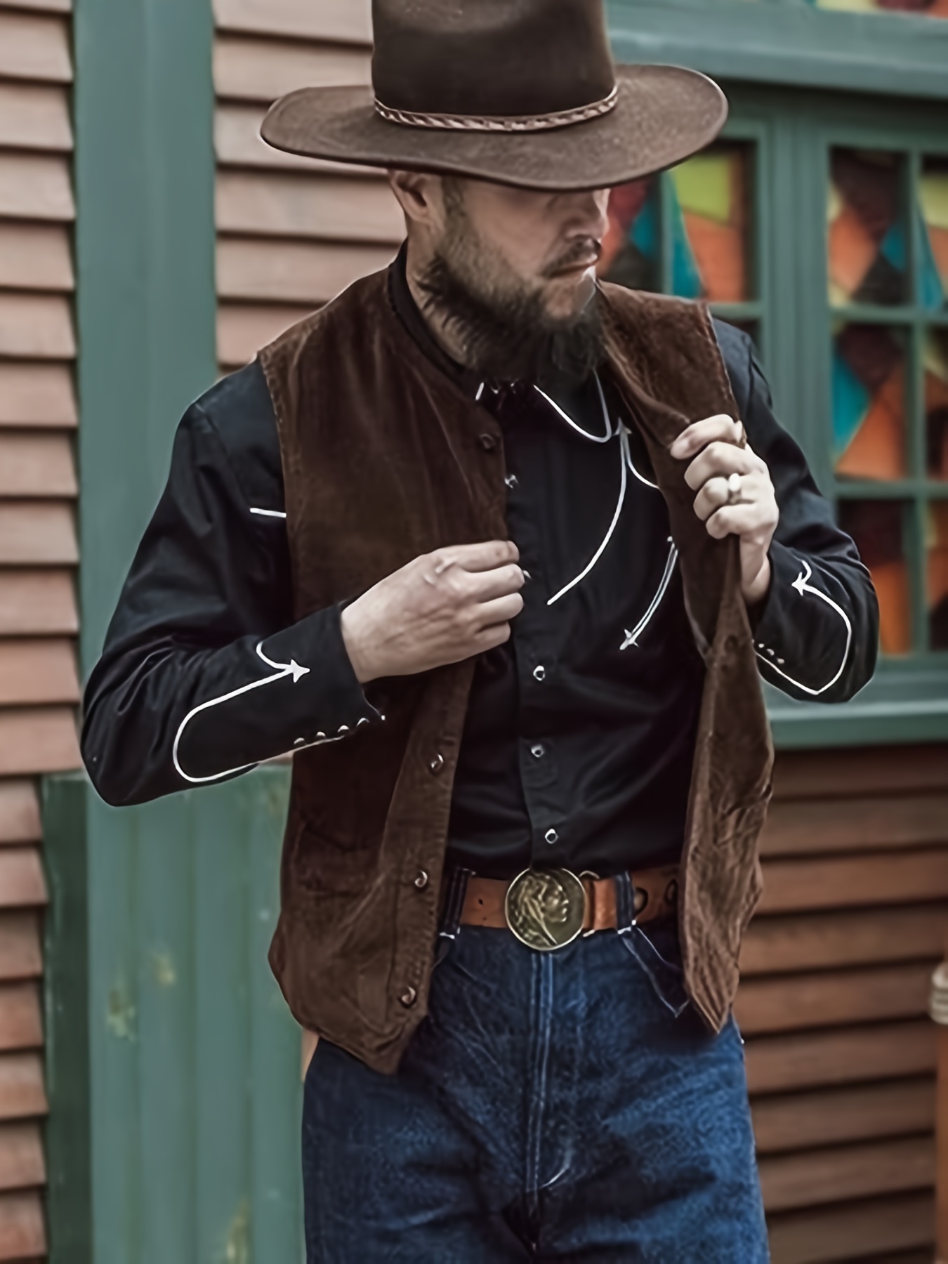Chaleco elegante de un solo pecho para hombre, chaleco vaquero táctico de  estilo vintage