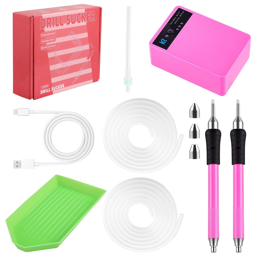 Image of Electric Diamond Paintbrush Set, Including 2 Brushes, 2 Eyedroppers, 1 Filter And 3 Nibs, Suitable For Diamond Painting, Equipped With A Vacuum Pump, Complete With All Additions (noise Is Unavoidable)