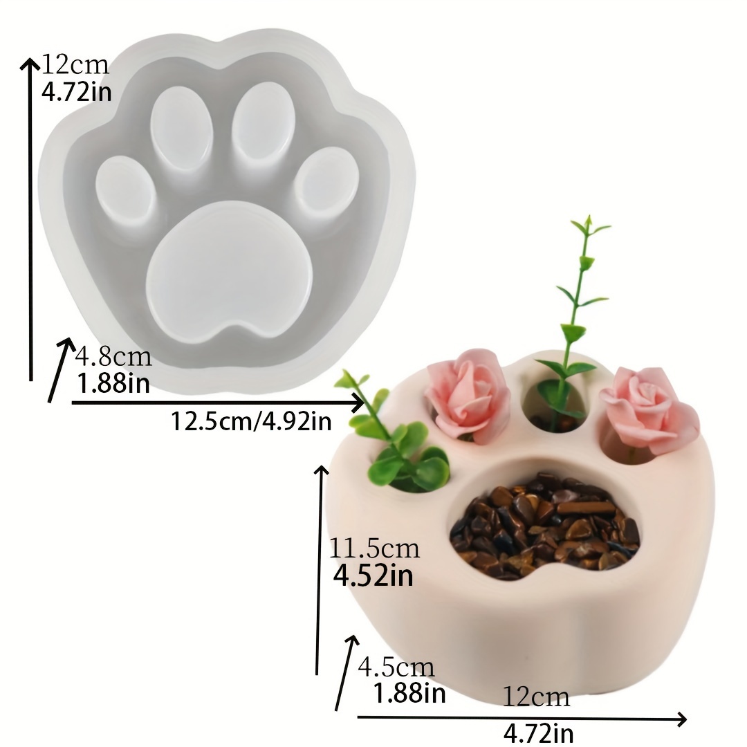 Image of Cat Paw Silicone Mold For Planters & Candles - Decor, Epoxy Resin Casting For Home, Office, And Patio Succulent Displays