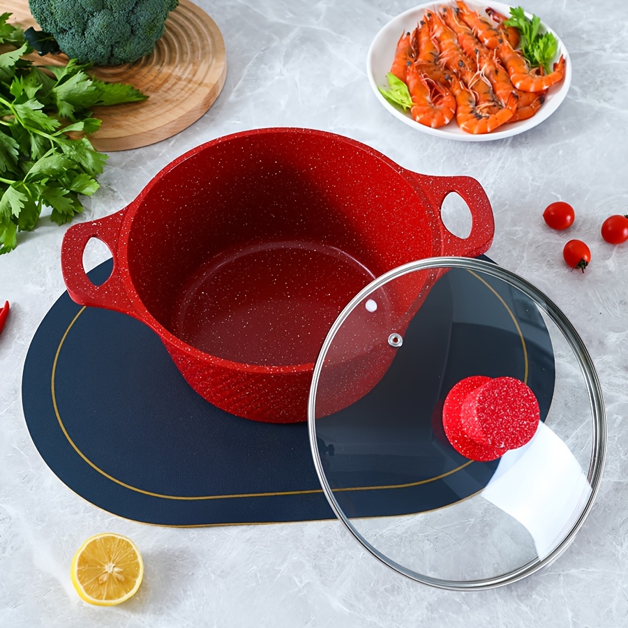 aluminum non stick cookware set   red kitchen pots and pans with lids versatile cooking pot stew pot and frying pan combo for gas stove details 4