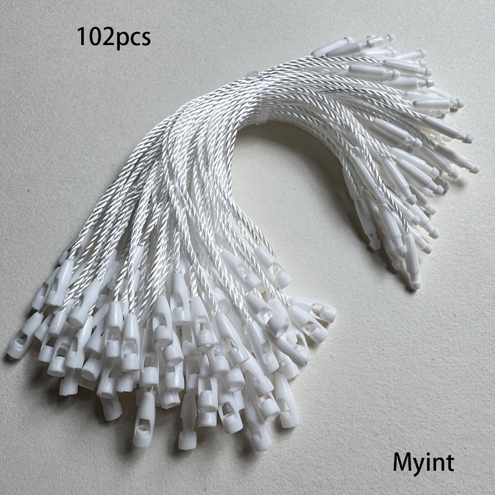 TEMU 102pcs/pack 12cm Head Tag Hang Tag With Hand-threaded Cord, High-quality Apparel Tag Cord, Line, White Lanyard With Plastic Buckle, Versatile,