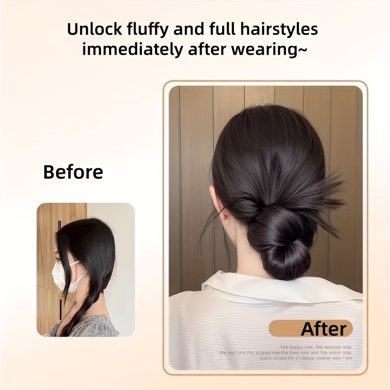 1pc womens synthetic half tie double hair bun low claw   wrap around hairtail messy fluffy extension with brown blonde red versatile styling for all   no maintenance required ponytail for women Product details 3