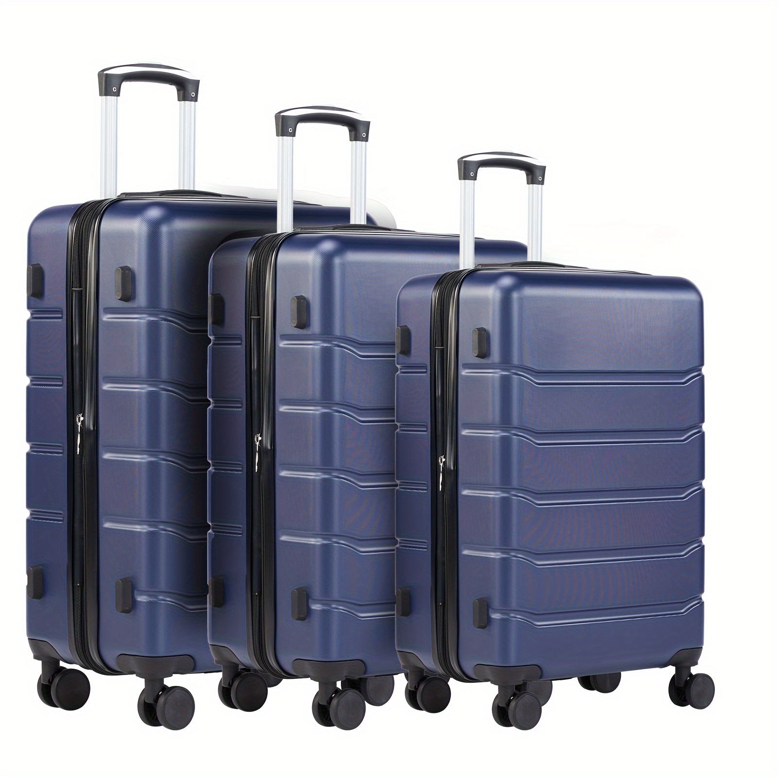 

3-piece Luggage Set, Hard Shell Abs Suitcases With Double Spinner Wheels, Rolling Travel Bags With , Lightweight And , 20"/24"/28" Sizes