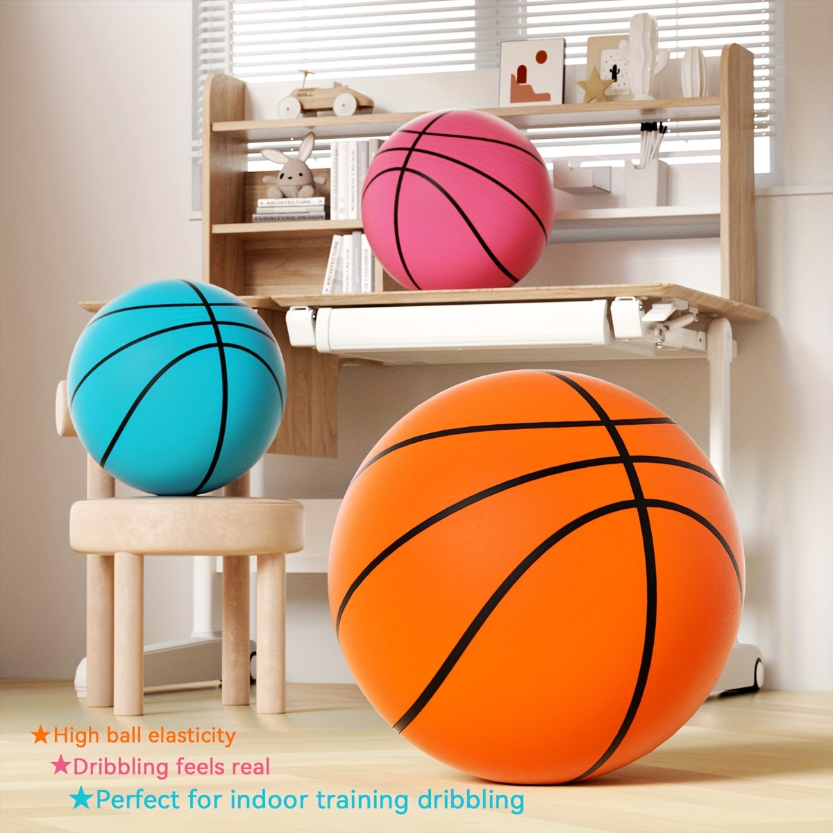 

9.45-inch Silent Basketball Size 7, Silent Basketball Indoor Training Dribbling, 2 Color Options Christmas Gift