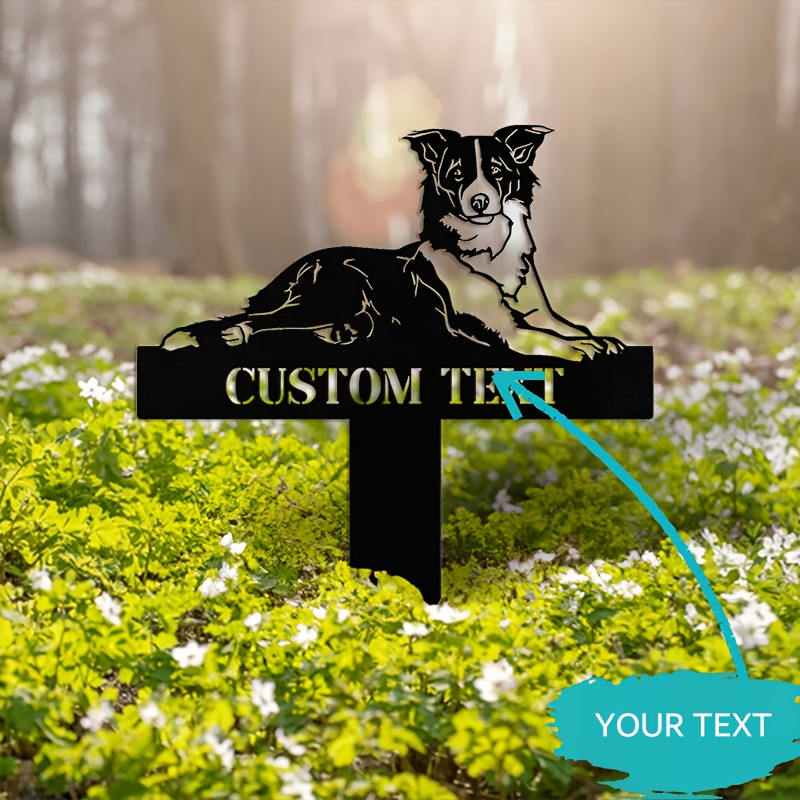 1pc Unique Border Collie Garden Fence Sign, Personalized Metal Sign, Humorous Outdoor Decoration, Durable Metal Material, No Battery Required