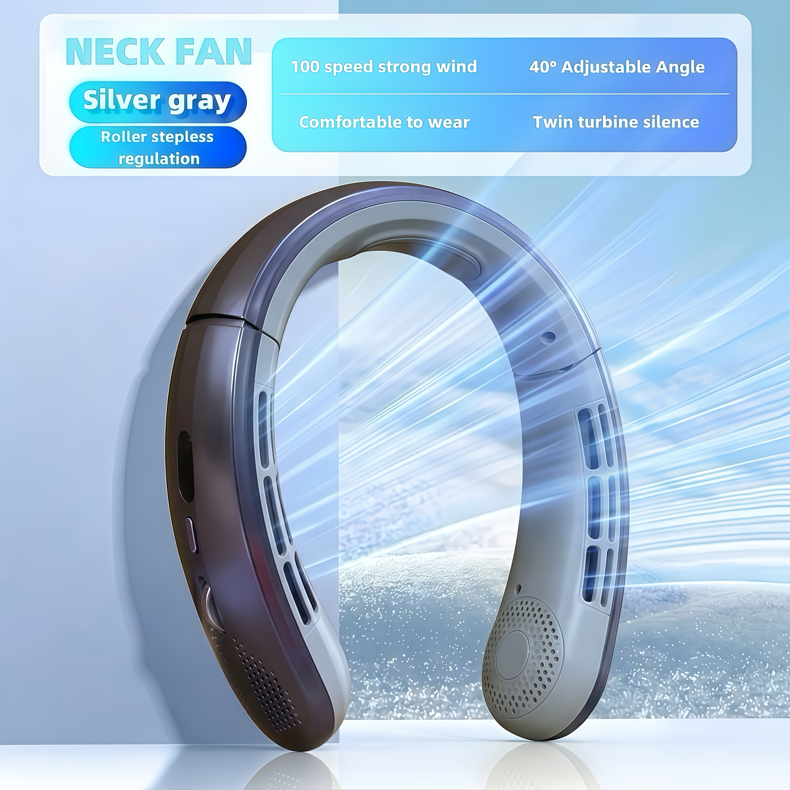 Image of Upgraded Portable Usb Rechargeable Neck Fan, 360° Full Body Cooling, Adjustable 100 /cooling , , 3 Colors - Ideal For Outdoor Activities And Travel