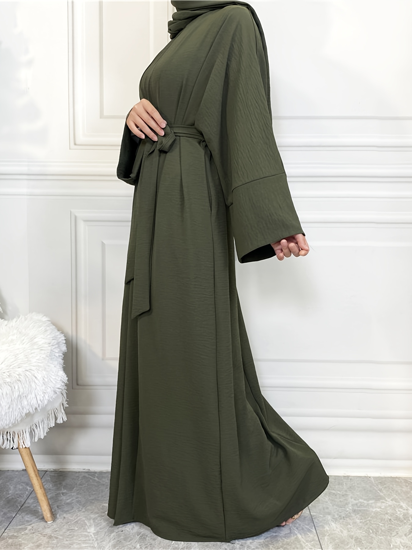 elegantní dámský muslimský kaftanový set tradiční dlouhý