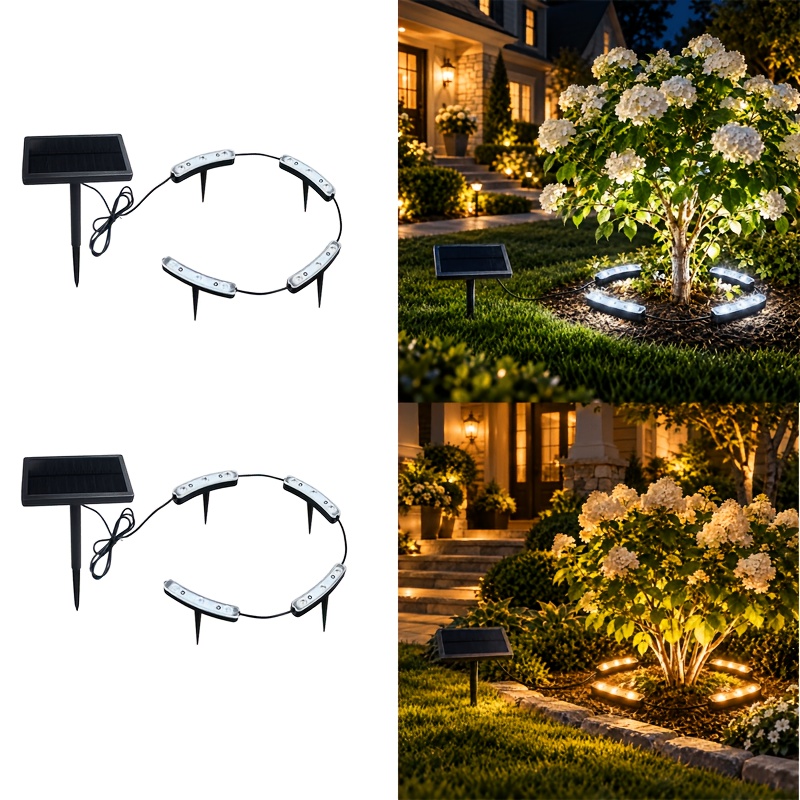 TEMU Mini Solar Tree Lights, 360° Outdoor Landscape Lighting, Warm White & Cool White Switchable, Ip44 Solar Garden Lights For Trees, Shrubs, Flower