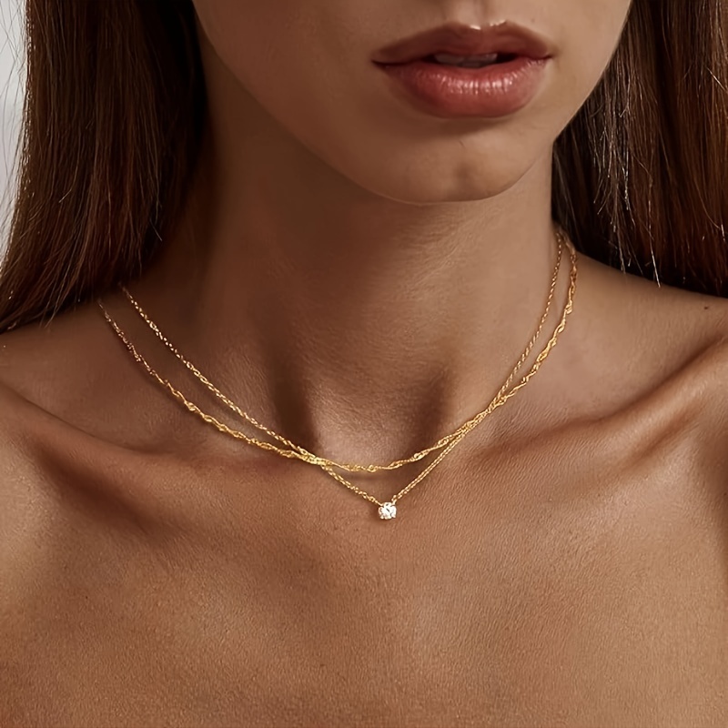 E-shop modische doppellagige Strass-Anhänger-Choker-Halskette, eleganter, luxuriöser, verführerischer Stil, geeignet für den , Urlaub, Partys