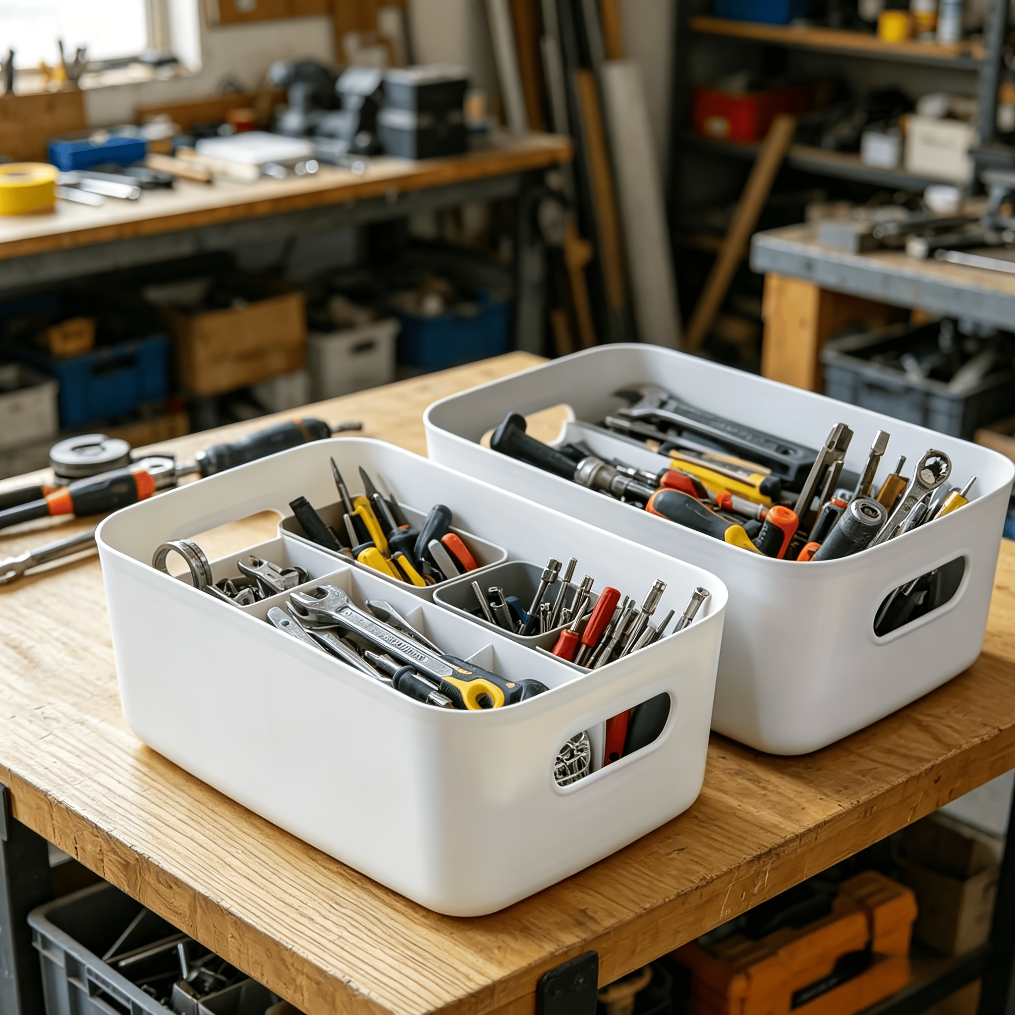 6pcs White Tool Storage Box, Suitable for Home Use for Sorting Screws, Wrenches, and Hardware Accessories, Automotive Parts Organizer Toolbox, Portable Divided Sorting and Storage Box