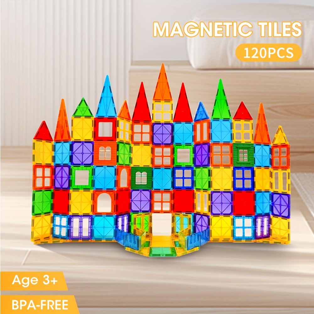 TEMU 120pcs Kids Magnetic Tiles Blocks Building Educational Toys Child Gift