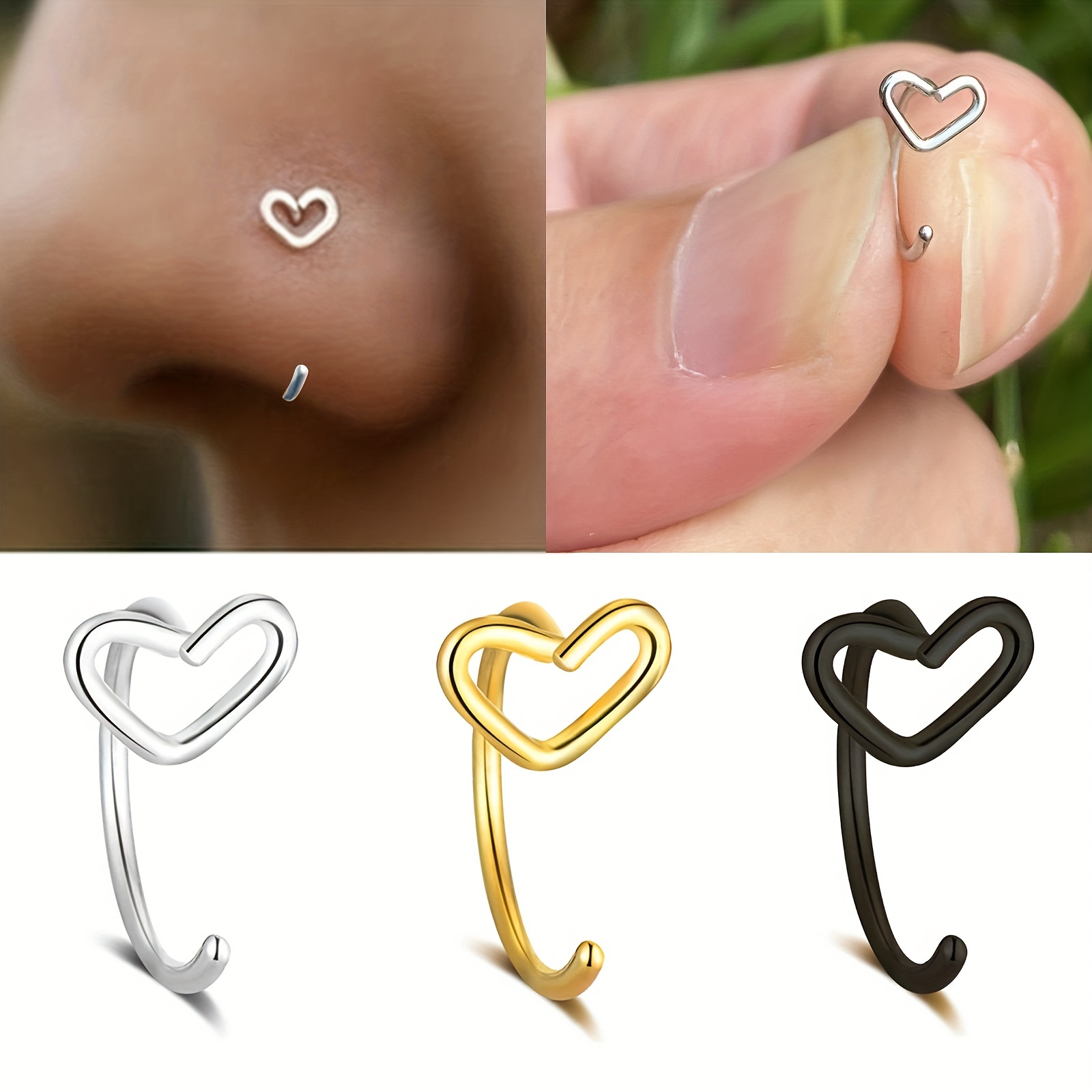 

3pcs/lady Nose Ring Nose Stud Soft Rod Stainless Steel Body Piercing Ornament