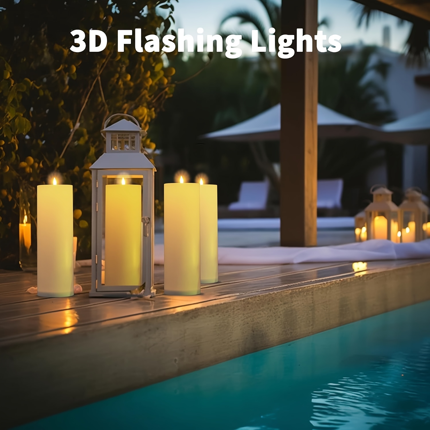 Velas de Plástico LED Sin Llama con Temporizador para Exteriores, Adecuadas para Decoraciones de Halloween y Navidad, Faroles Festivos, 2 piezas