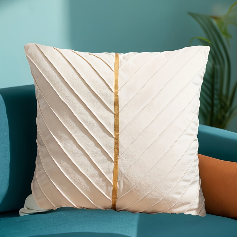 TEMU 1pc Embossed Cover - Soft Luxurious Light Beige With , Geometric , Zipper Closure, Machine Washable For Home Bedroom Car Living Room Decor,