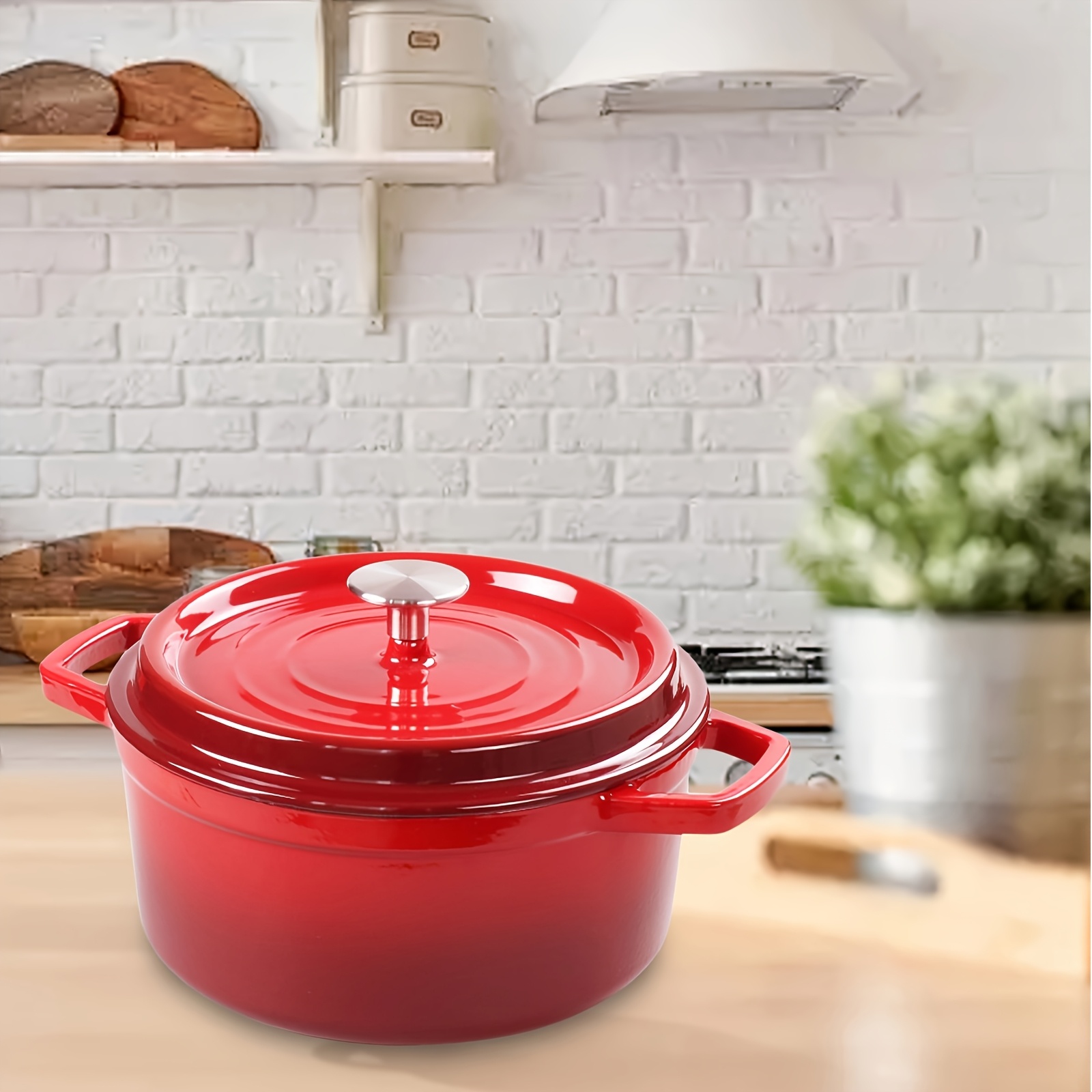 1pc cast iron stew pot 24  non stick enamel cookware induction compatible versatile for   boiling braising   household kitchen pot details 5