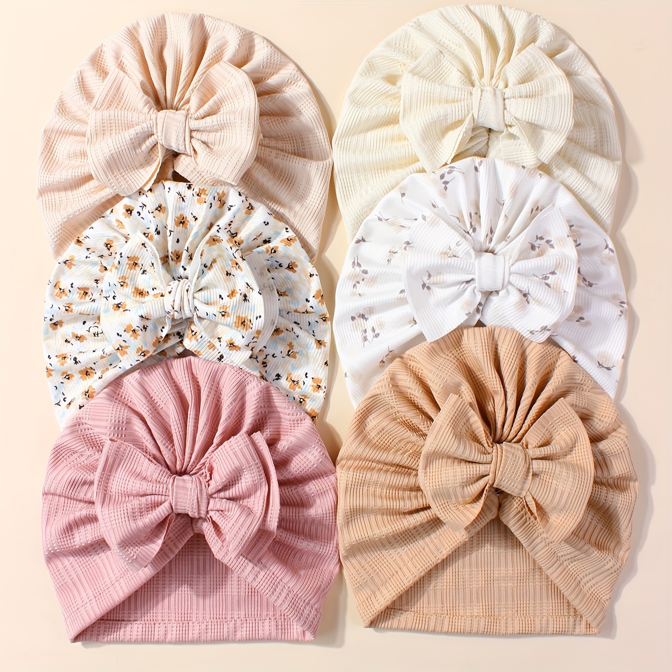 6pcs Of European And American New Cute Baby Pullover Hat Solid Color Striped Children's Hat Thin Comfortable Baby Fetal Cap