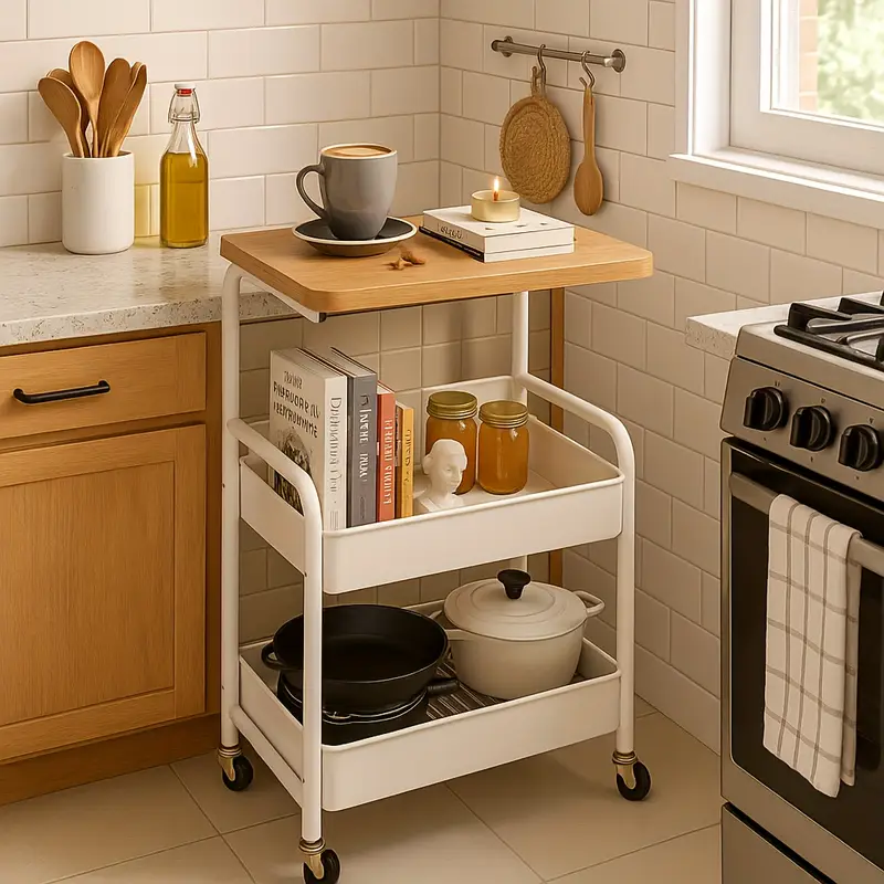 sofa side roller table movable storage side table trolley