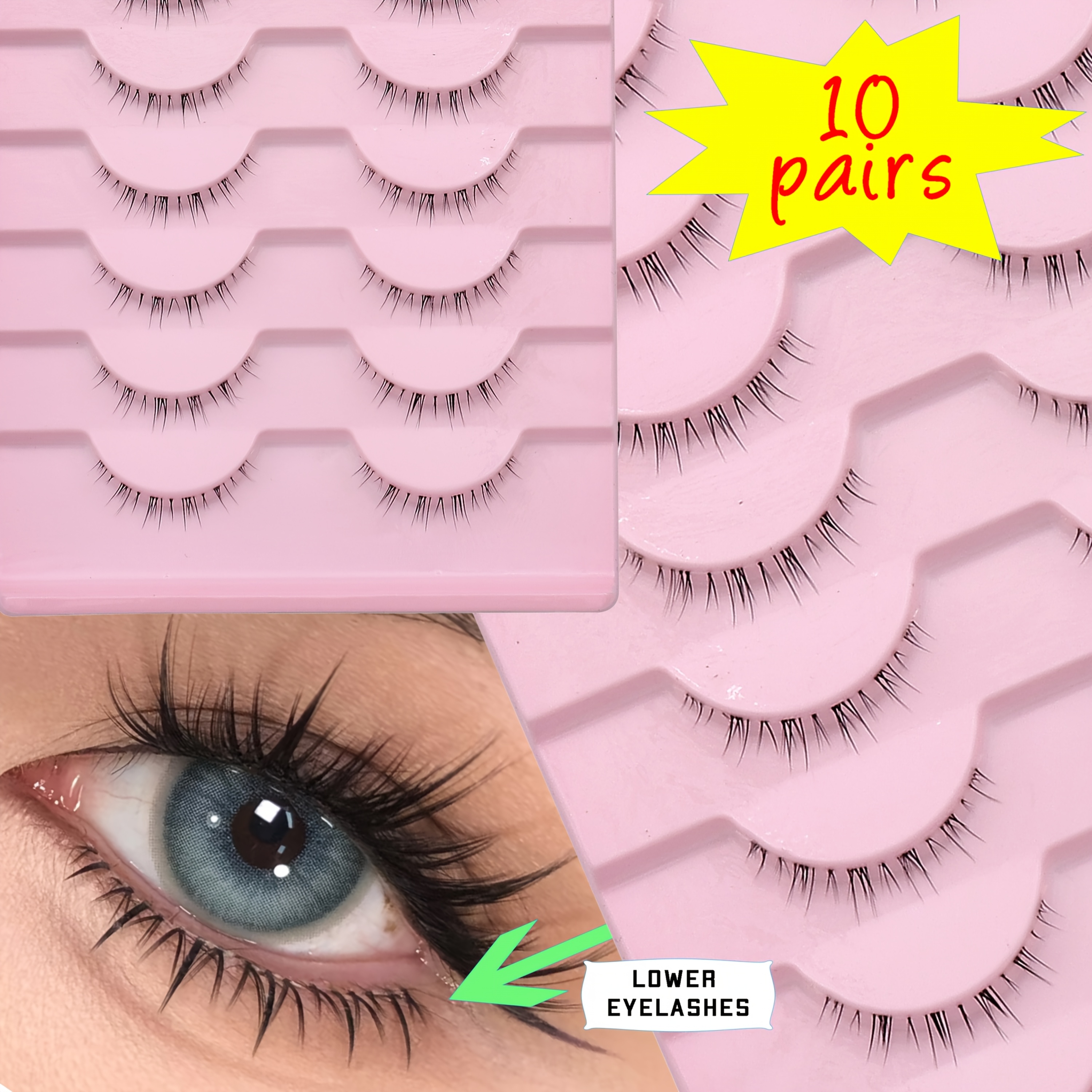 Image of 10 Pairs Of Eyelashes, Natural And Soft, Ideal For -inspired Makeup, Sexy And Cute, Beginner-friendly