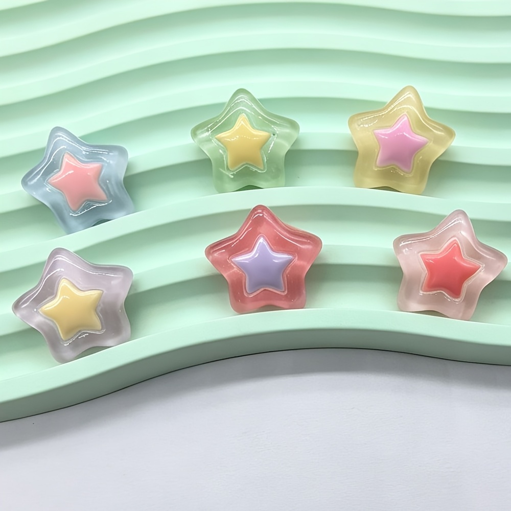 TEMU 30pcs Sweet Double Layer Star Resin Charms, Diy Craft Patches For Phone Case, Fridge Magnet, Hair Tie & Hair Accessories