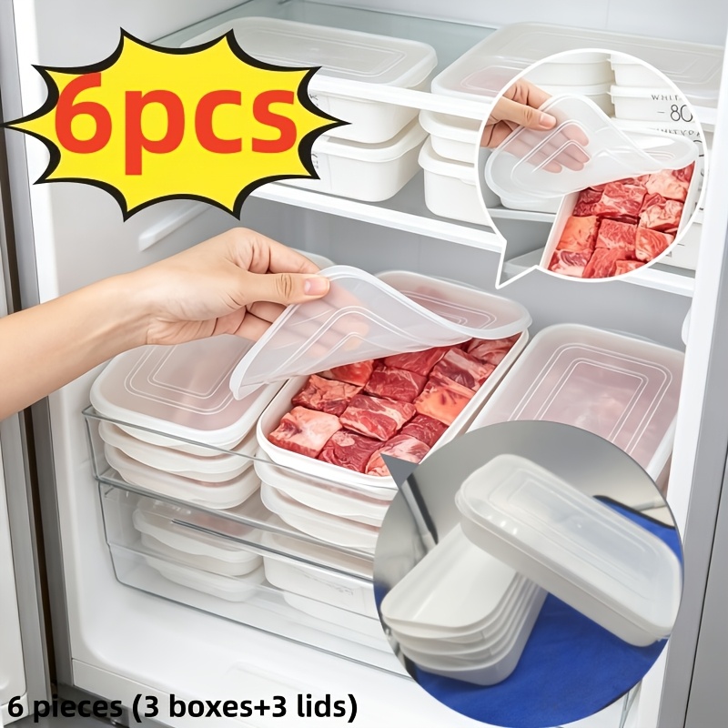 TEMU Set da 6 pezzi (3 pezzi di scatole e 3 pezzi di coperchi) Set di contenitori riutilizzabili per la conservazione degli alimenti, scatola per la