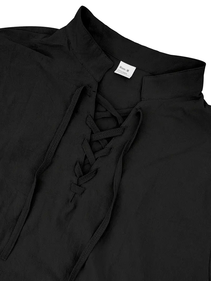 mens elegant linen v neck long sleeve t shirt with cross strap detail breathable regular fit for casual outdoor evening wear spring summer fall versatile top casual wear tee tshirt linen fabric t shirts Product details 51