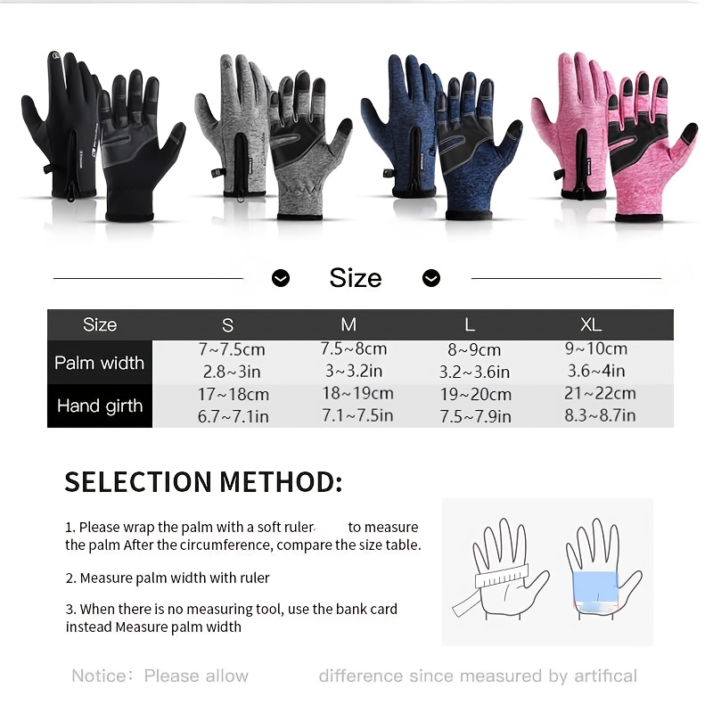 Kyncilor Plush-Lined Thickened Winter Ski Gloves, Touchscreen-Compatible