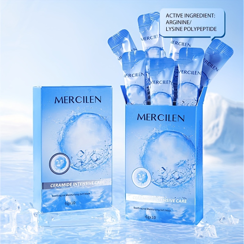

Mercilen Soothing Ice Film Mask With Ceramide, Hyaluronic Acid, Glycerin - Unisex Adult, Paba-free, Mineral Oil-free, All Skin Types, Banana Scented, Firming Effect (6x10ml)