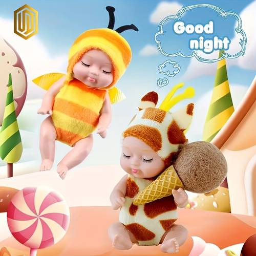 6pcs mini doll sets 4 inch dollhouse dolls interchangeable handmade costumes flexible joints realistic pvc suitable for 3 years old animal costumes
