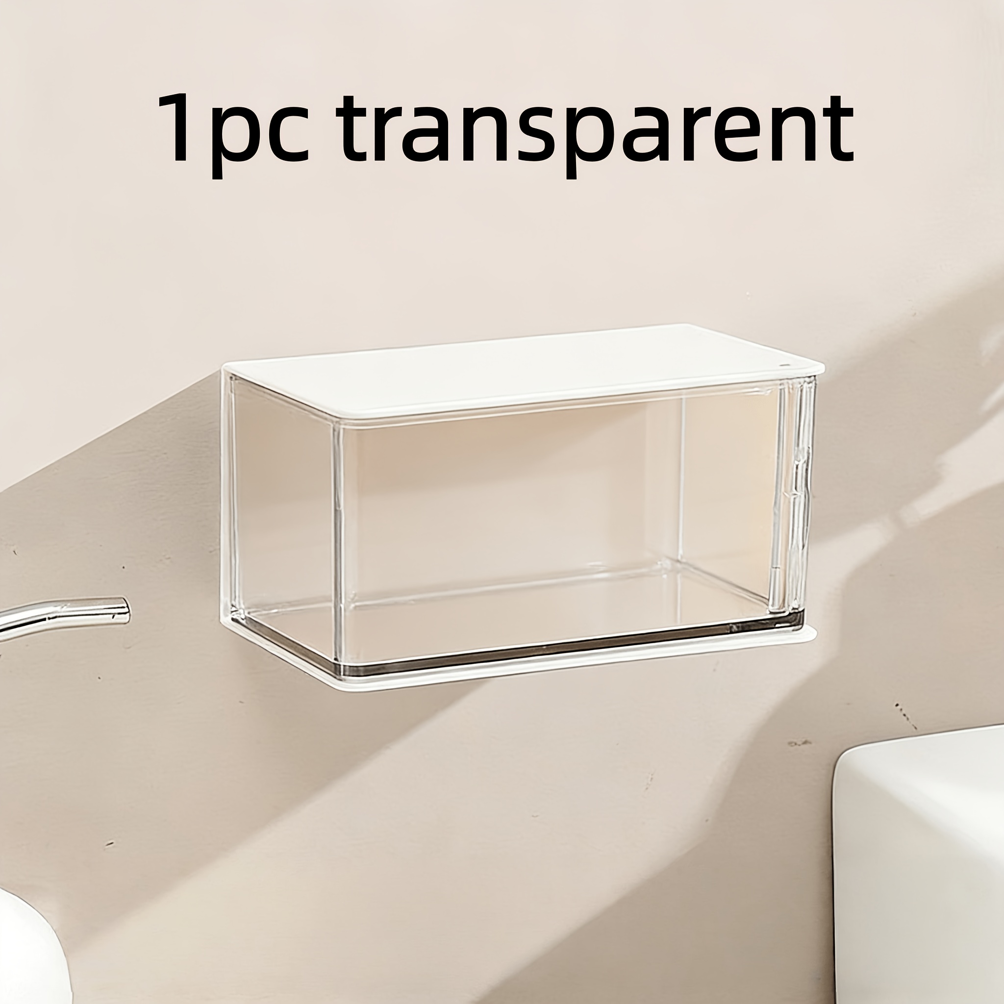 TEMU 1pc Wall-mounted Rotating Enclosed Storage Box With Pull-out Shelves - No-drill Installation Suitable For Dorm, Bathroom, Plastic Shelving