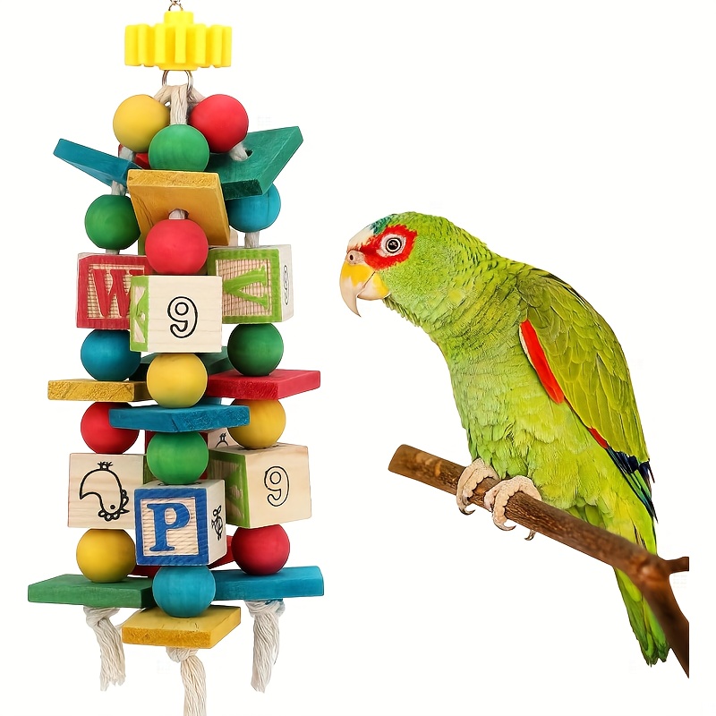 Image of Wooden Bird Chew Toys For Cages, Bird Cage Toys To Help Trim , Parrot Boredom Relief Toys, Suitable For Parrots, Budgies, And Other Small To Medium-sized Parrots